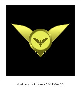 gold circle frame with wings for logo design.