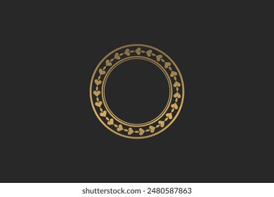 Gold circle frame wreath vector image vintage design editable free background