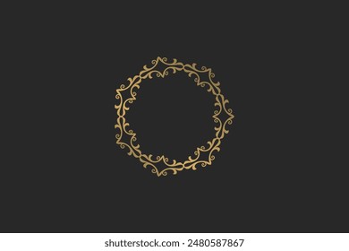 Gold circle frame wreath vector image vintage design editable free background