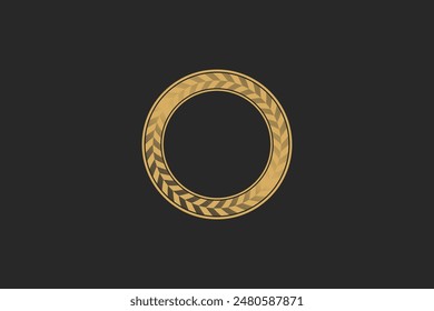 Gold circle frame wreath vector image vintage design editable free background