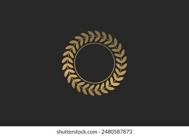 Vector de la corona del marco del círculo dorado Imagen vintage diseño editable fondo libre