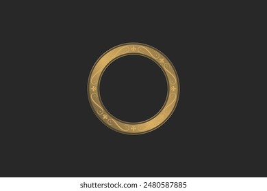 Gold circle frame wreath vector image vintage design editable free background