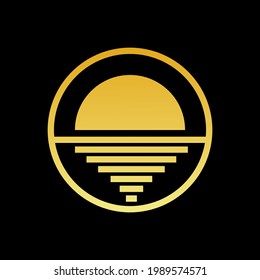 gold circle geometric horizon logo template