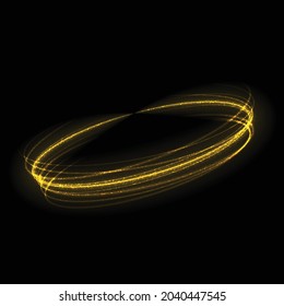 Gold circle glow light effect stars bursts with sparkles isolated with magic dust particles. 