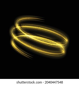 Gold circle glow light effect stars bursts with sparkles isolated with magic dust particles. 