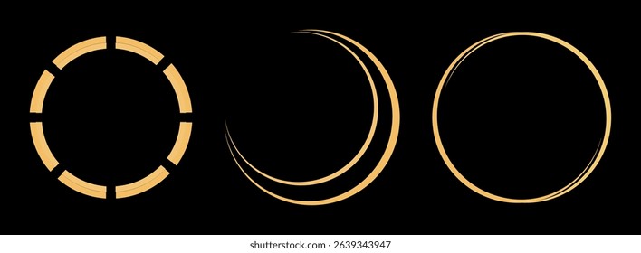 Gold circle and half moon signs on dark background vector.