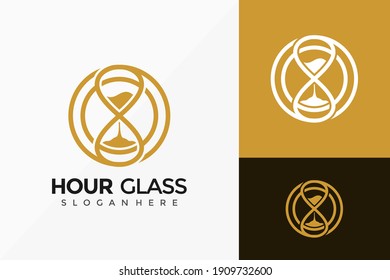 Gold Circle Hour Glass Logo Design, Creative modern Logos Designs Vector Illustration Template