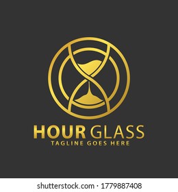 Gold Circle Hour Glass Logos Design Vector Illustration Template