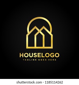 Gold Circle House Real Estate Premium Luxury Icon Logo