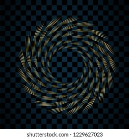 Gold circle isolated on transparent black background. Golden ring frame. Glitter round with bright sparkles. Bright design element for Christmas or Happy New Year border Vector illustration