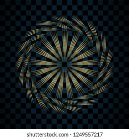 Gold circle isolated on transparent black background. Golden ring. Glitter round with bright sparkles. Bright design element for Christmas or Happy New Year card Vector illustration