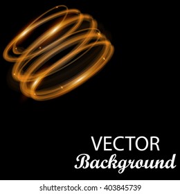 Gold circle light effect. Glowing magic. Abstract background. Vector illustration
