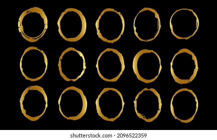 colección de brochas de línea de círculo dorado para elemento de invitación de boda o tarjeta de identificación
