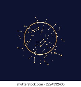 Gold circle logo vector abstract image constellation Ursa Major in outer space with unique style