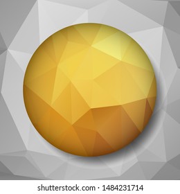 Gold Circle Low poly crystal background. Polygon design pattern. Golden Low poly vector illustration, low polygon background.
