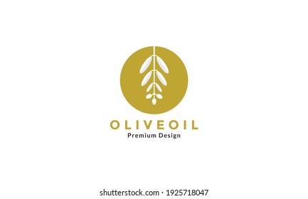 Logo des Olivenölblattes mit goldenem Kreis, Vektorsymbol