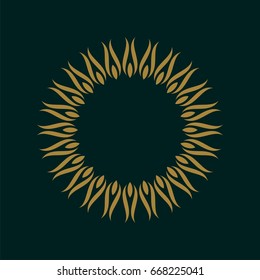Gold Circle Ornamental Sun Border Illustration Design. Vector EPS 10.