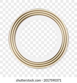 Gold circle picture frame. Vector illustration isolated on white background, EPS 10