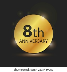 Placa circular de oro Logo elegante 8º aniversario de la celebración