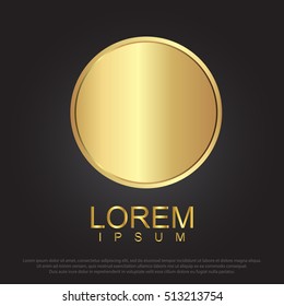 Gold circle, Realistic metal button with circular processing. vector illustration eps 10.