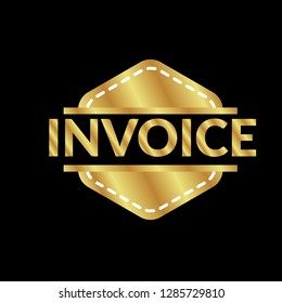 gold circle rubber stamp with the text invoice.gold invoice rubber stamp, label, badge, logo,seal. Designed for your web site design, logo, app, UI
