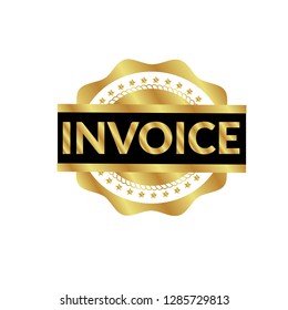 gold circle rubber stamp with the text invoice.gold invoice rubber stamp, label, badge, logo,seal. Designed for your web site design, logo, app, UI
