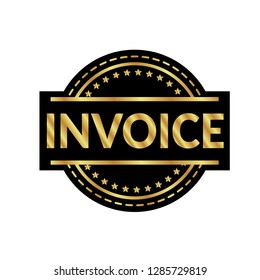 gold circle rubber stamp with the text invoice.gold invoice rubber stamp, label, badge, logo,seal. Designed for your web site design, logo, app, UI