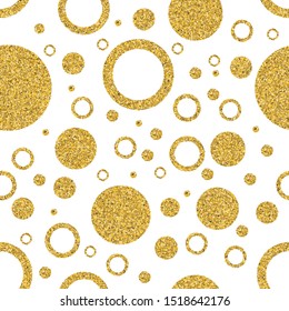 Gold circle seamless background. Circle and graphics elements. Abstract seamless pattern for card, invitation, poster, banner, placard, diary, album, sketch book cover. Golden glitter texture