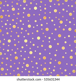 Gold circle seamless pattern. Abstract gold geometric modern background. Vector illustration. Shiny backdrop. Texture of gold foil. Art deco style.