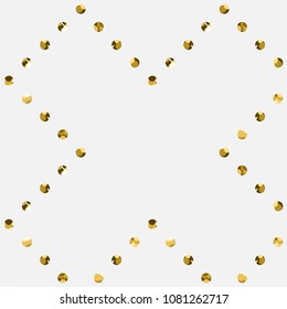 Gold circle seamless pattern. Golden glitter on white background. Abstract geometric texture. Vintage. Design graphic wallpaper, wrapping, fabric, textile, shirts. Vector Illustration. Sequins.