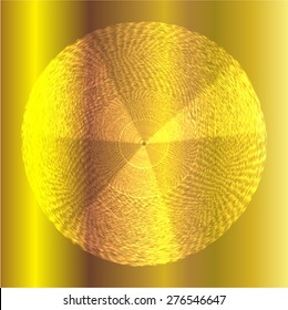 Gold circle shining metal texture background. Brushed metal.