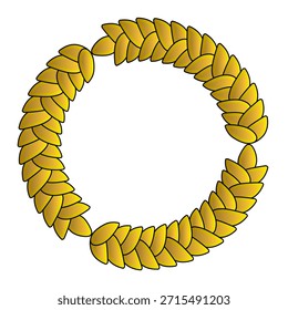 Corona de espiguillas del círculo del oro aislada en un fondo blanco