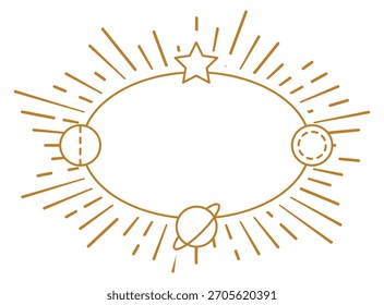 Un círculo de oro con una estrella en el centro y los planetas que lo rodean
