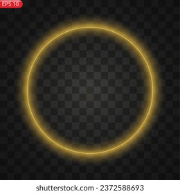 Gold circles frame with glitter light effect. A golden flash flies in a circle in a luminous ring.