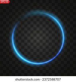 Gold circles frame with glitter light effect. A golden flash flies in a circle in a luminous ring.