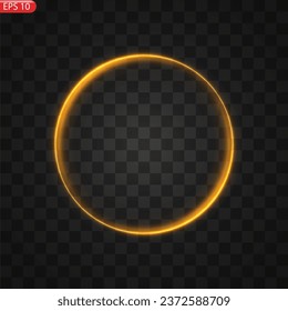 Gold circles frame with glitter light effect. A golden flash flies in a circle in a luminous ring.