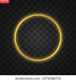 Gold circles frame with glitter light effect. A golden flash flies in a circle in a luminous ring.