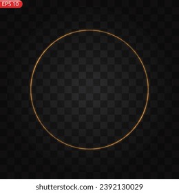 Gold circles frame with glitter light effect. A golden flash flies in a circle in a luminous ring.