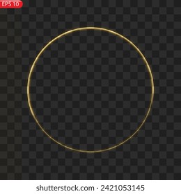 Marco de círculos dorados con efecto luminoso brillante. Un destello dorado vuela en círculo en un anillo luminoso.