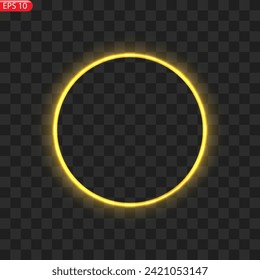 Gold circles frame with glitter light effect. A golden flash flies in a circle in a luminous ring.