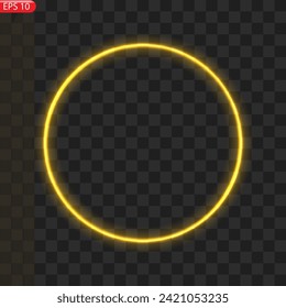 Gold circles frame with glitter light effect. A golden flash flies in a circle in a luminous ring.