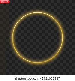 Gold circles frame with glitter light effect. A golden flash flies in a circle in a luminous ring.