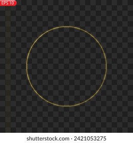 Gold circles frame with glitter light effect. A golden flash flies in a circle in a luminous ring.