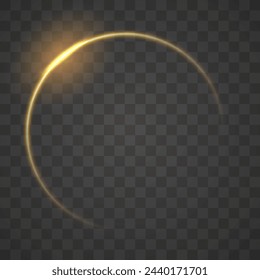 Gold circles frame with glitter light effect. A golden flash flies in a circle in a luminous ring.