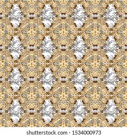 Gold circles seamless pattern. Art deco style. Texture of gold foil. Vector shiny backdrop. Abstract gold geometric modern design on a background.