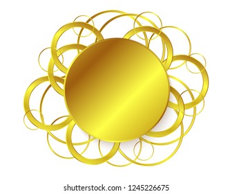 Gold circles sticker isolated