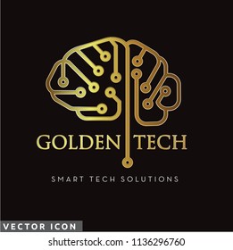 Gold Circuit Brain Logo/Icon