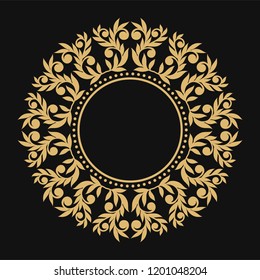 Gold circular frame. Isolated vector object