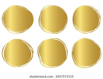 Gold circular framed set, hand-drawn loose circles