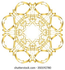 Gold circular pattern Kaleidoscope. East ornament. Mandala. Good for greeting cards, invitations. Print on fabric and paper. 
